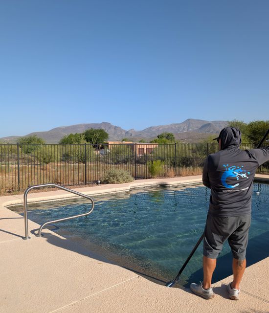 crystal clear blue pool after treatment